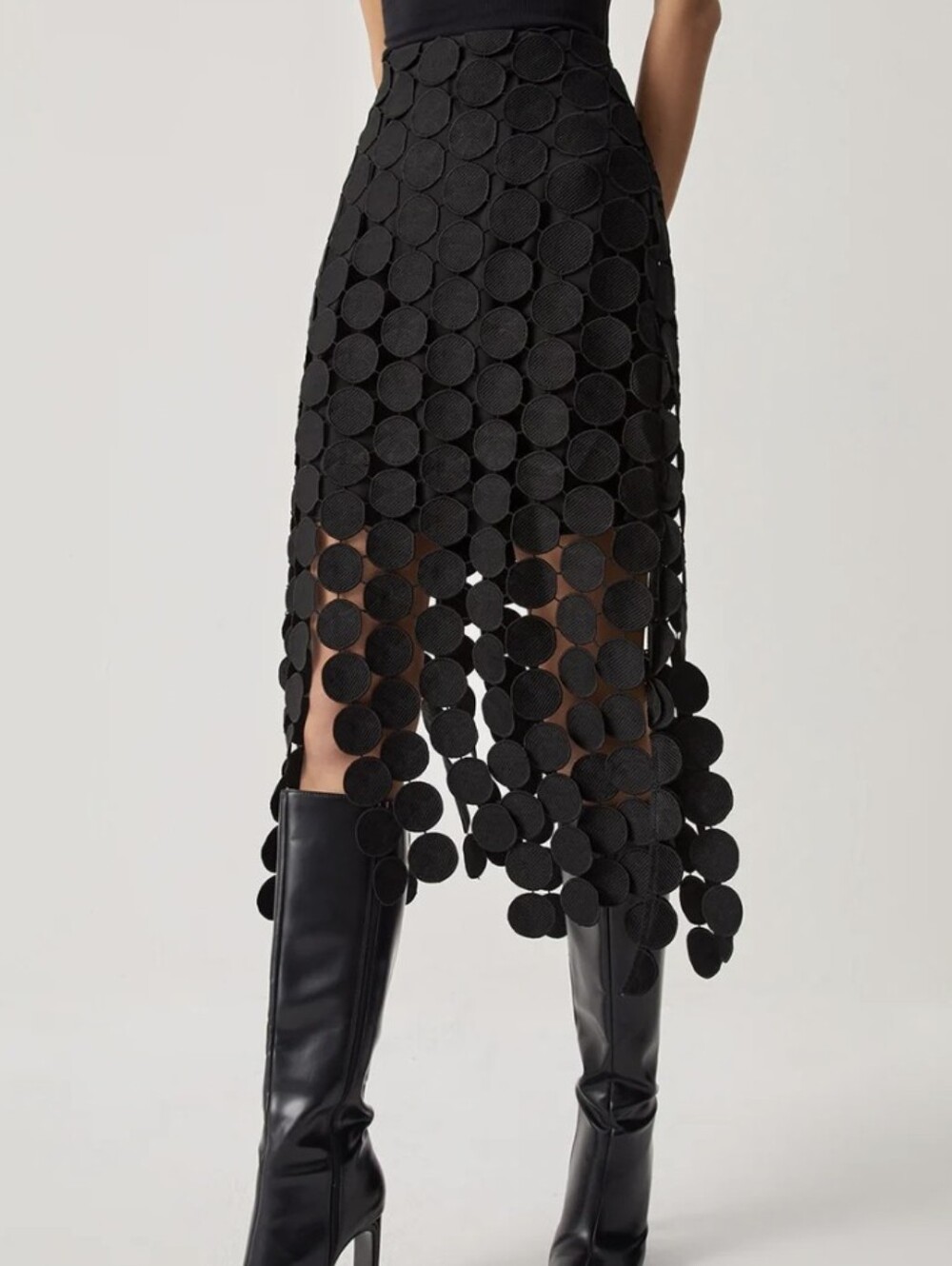 Commense Circle Fringe Midi Skirt L NWT